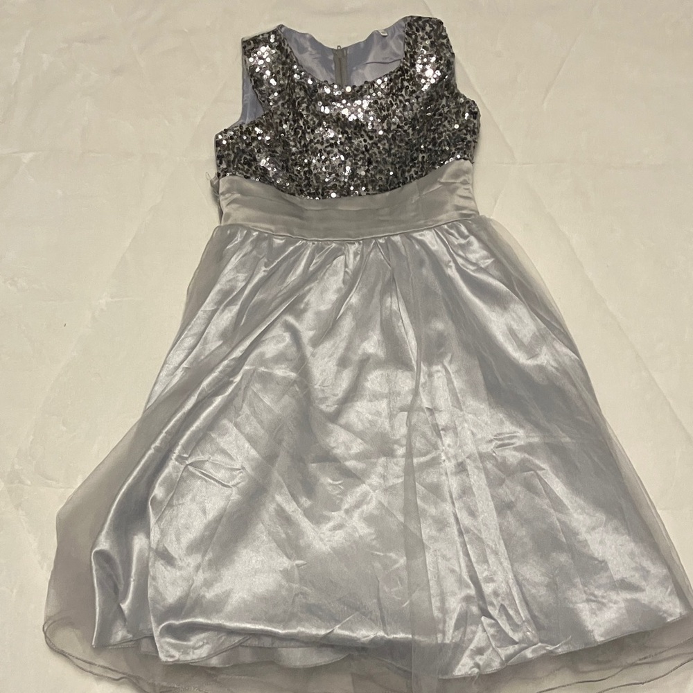 Elegant Silver Sequin Kids Dress